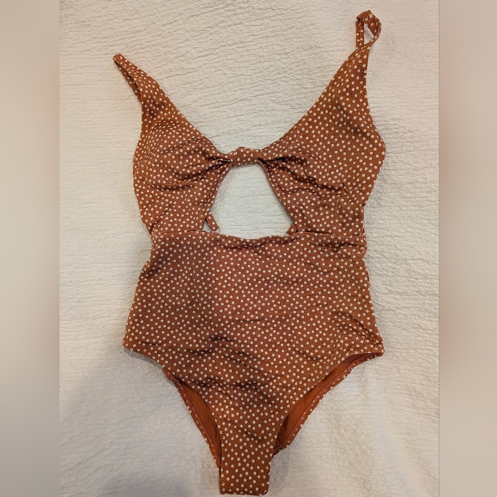 H&M Terracotta Swimsuit with White Dots